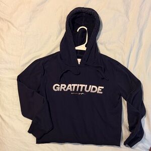 Spiritual Gangster “Gratitude” Yoga Navy Terry Lined Hoodie Sweatshirt S